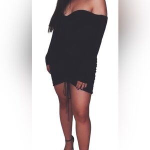 MESHKI OFF THE SHOULDER BLACK DRESS SIZE LARGE